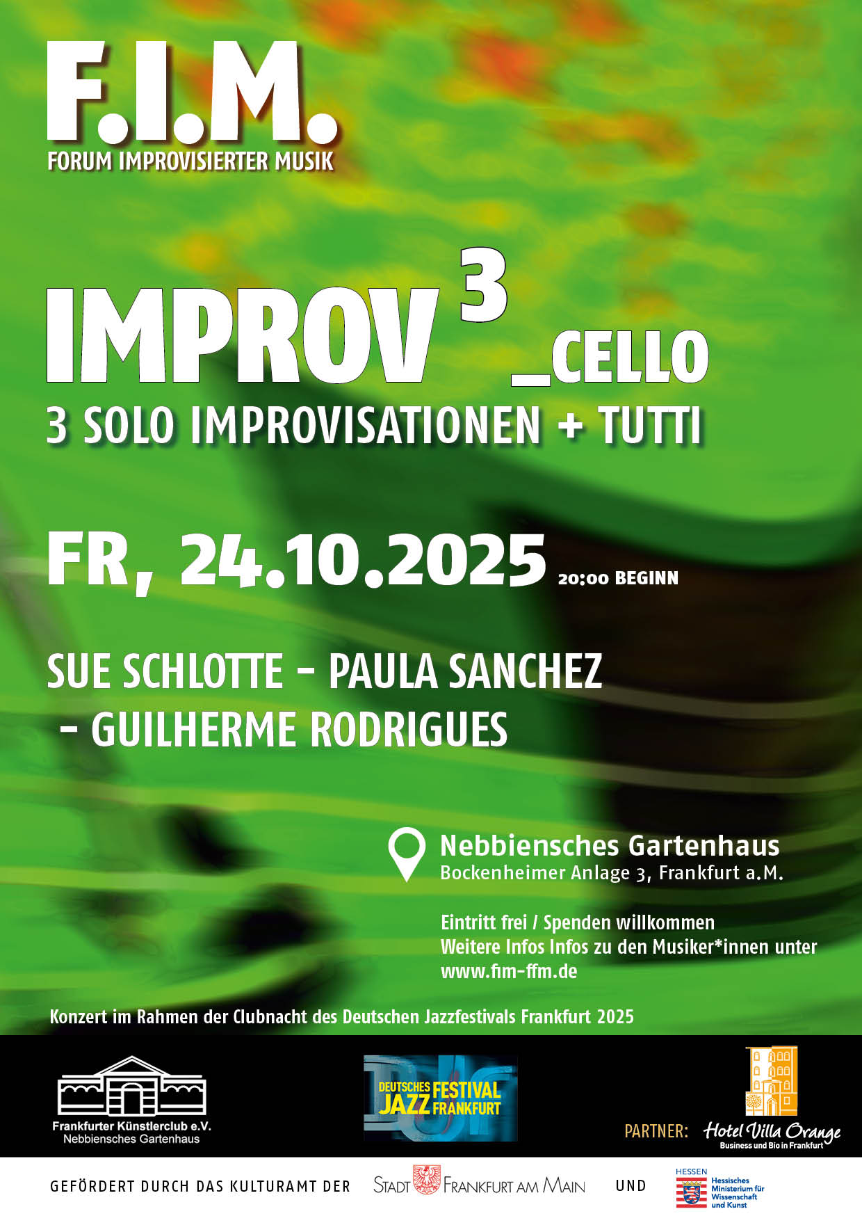 3 Mal Cello mit Sue Schlotte, Guilherme Rodriues und Paula Sánchez
